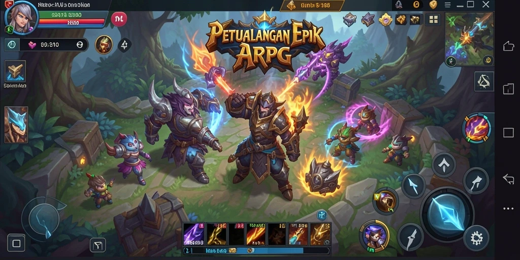 Screenshot gameplay ARPG yang menampilkan pertempuran sengit dan eksplorasi.