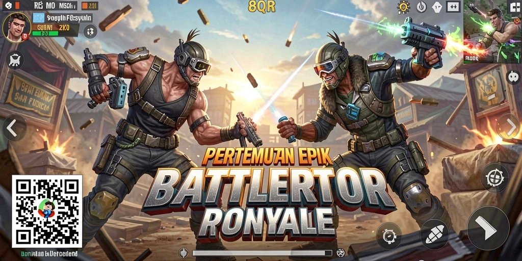 Gameplay Battle Royale 8QR yang mendebarkan dan penuh aksi.