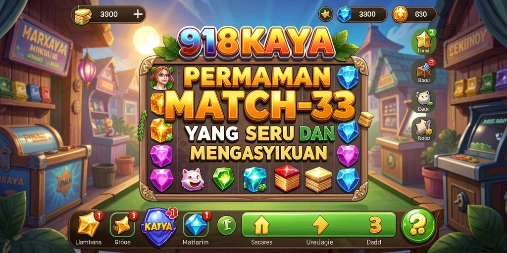 Screenshot utama menunjukkan gameplay Match-3 yang menarik.