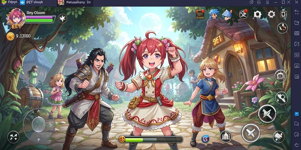 Screenshot gameplay 9ET dengan karakter Anime beraksi.