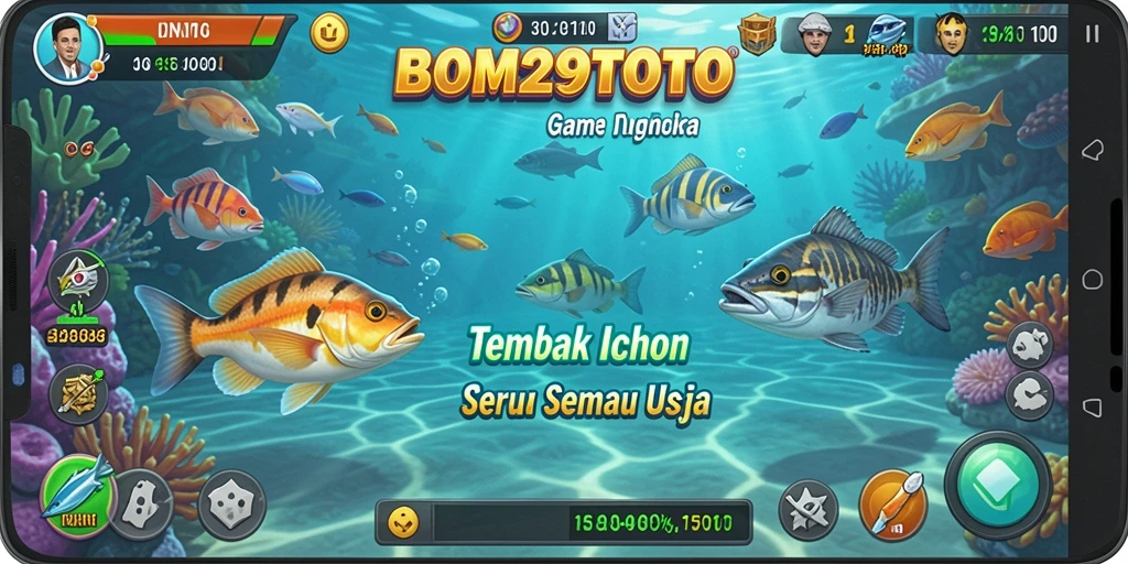 Tampilan screenshot gameplay Tembak Ikan yang mendebarkan.