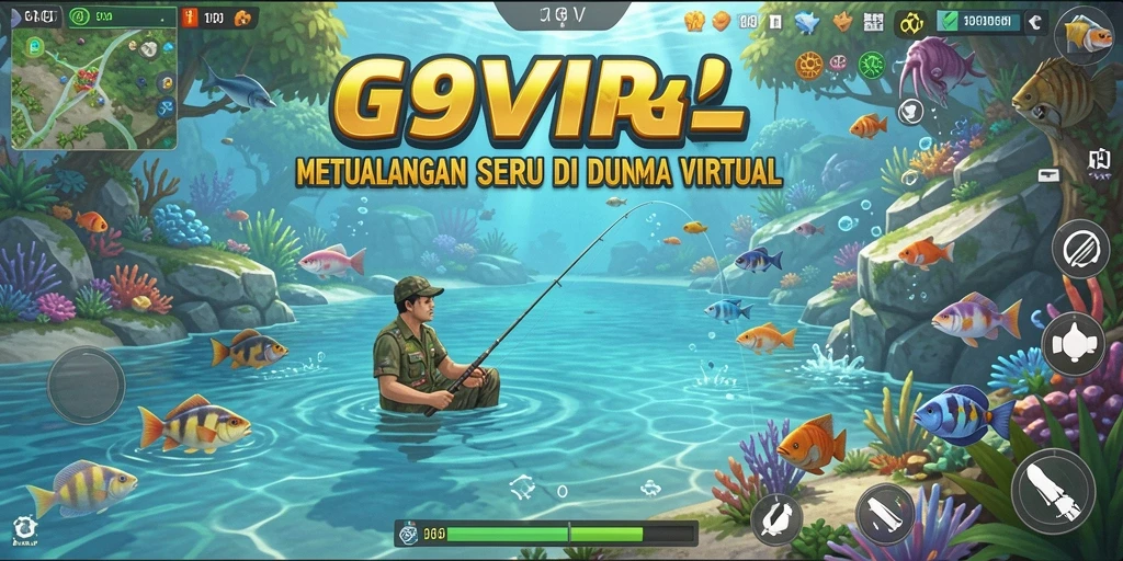 Screenshot gameplay G9VIP yang menampilkan pengalaman memancing yang mendebarkan.