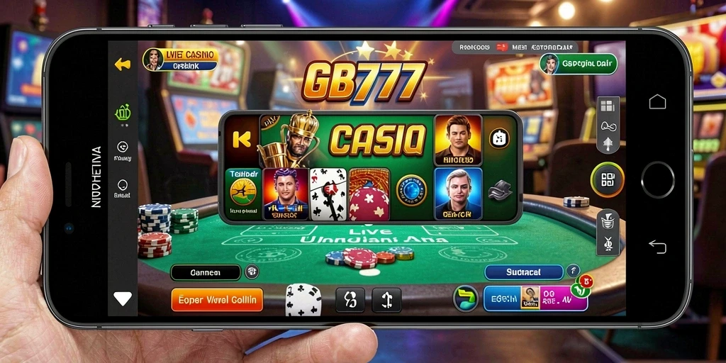 Screenshot gameplay yang menampilkan dealer langsung di GB777.