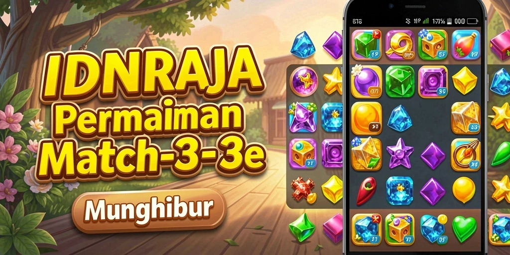 Screenshot gameplay IDNRAJA menampilkan momen seru dalam permainan Match-3.