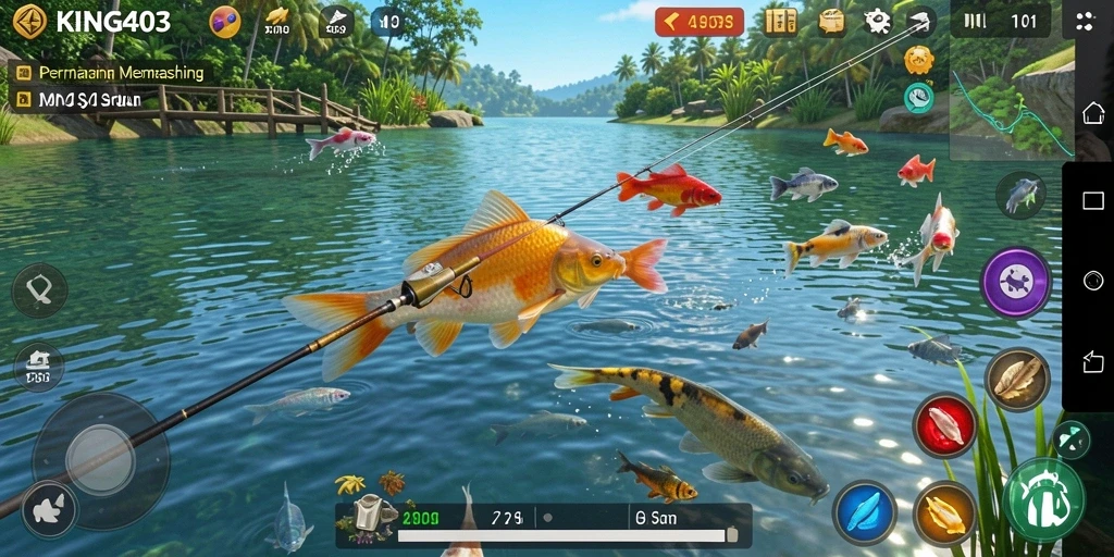 Gameplay KING403 yang seru dan menantang saat memancing ikan.