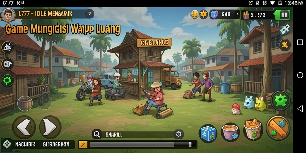 Screenshot gameplay L777 yang menunjukkan kemajuan dalam permainan Idle.
