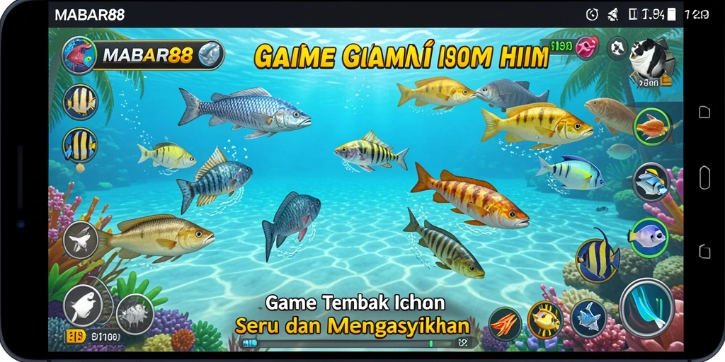 Screenshot gameplay MABAR88 dengan aksi tembak ikan yang seru.