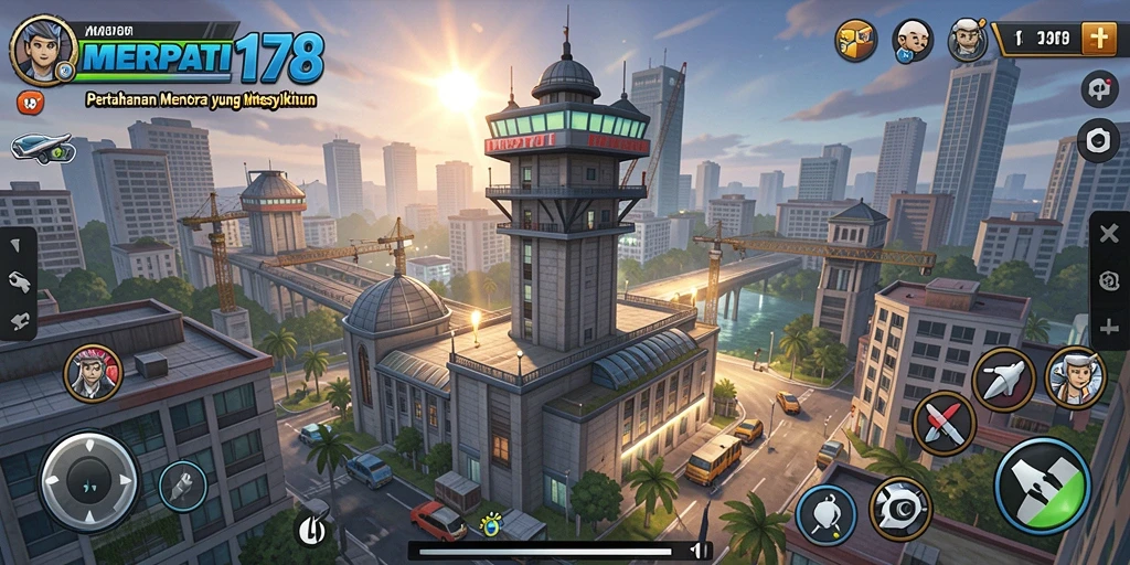 Tangkapan layar menunjukkan aksi menara dalam pertahanan yang menarik di MERPATI178.