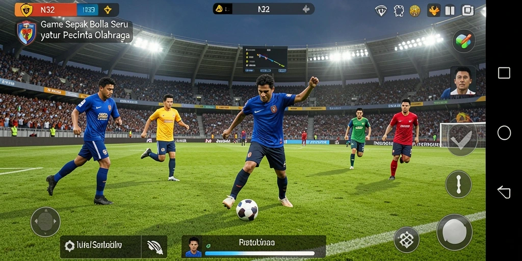 Tampilan menarik dari gameplay sepak bola N32 yang mendebarkan.