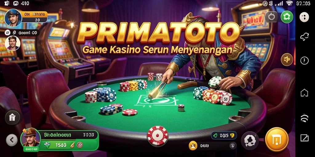 Screenshot gameplay PRIMATOTO yang menampilkan suasana Kasino yang menarik.